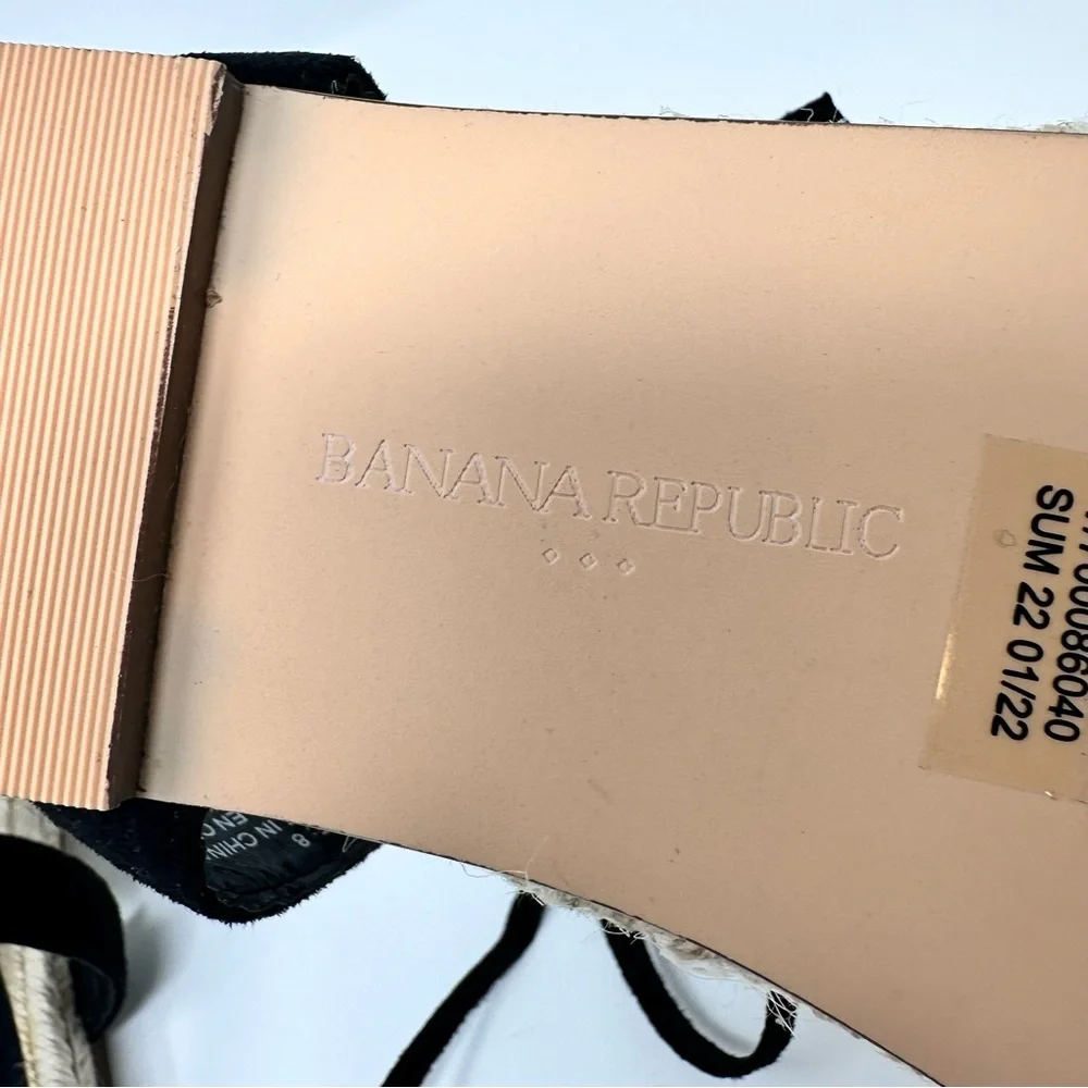 Banana Republic Leather Gladiator Strappy Espadrille Flat Sandal Black Size 8